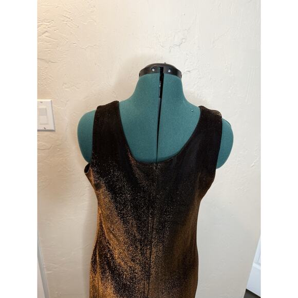 Vintage 90s Y2K Patra Shimmer Slip Brown Prom Dress Gown Ombré Mesh Overlay12 - Picture 9 of 14